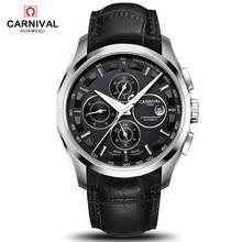 relogio masculino New Carnival Automatic Watches Men Mechanical Clock Leather Strap Water Resistance 8659G wrist watch sapphire 2024 - buy cheap