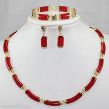 wind Wonderful word gem sky Noblest! Red gem Link Necklace Bracelet earring Set women's jewelry noble lady's CZ Luxury Ms. girl 2024 - buy cheap