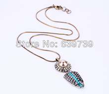 Bulk Price Retro Antique Gold Color Stone Setting Leaf Name Plate Necklaces 2024 - buy cheap