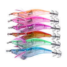 BIG SALE 60 Pcs Squid Jigs LED Eletrônico Isca de Camarão 10.5 centímetros 12g Gabaritos Lula Luminosa Gancho De Pesca De Polvo enfrentar 2024 - compre barato