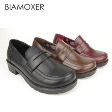 Biamoxer japonês estudantes da escola uniforme sapatos uwabaki jk dedo do pé redondo feminino meninas lolita cosplay saltos baixos 2024 - compre barato