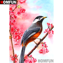Homfun pintura "pássaros e flores", quadrado completo/broca redonda 5d diy, decoração de casa 5d, presente a09555 2024 - compre barato