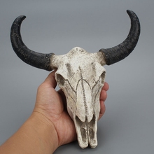 3D Longhorn Cow Resin Skull Head Wall Hanging Decor Home Office Bar Party Wildlife OX Horn Animal Sculpture Decoration Crafts 2024 - buy cheap