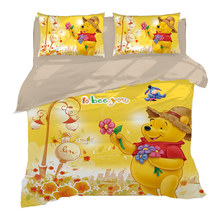 Winnie the pooh conjunto de cama para crianças, tamanho duplo, edredom, decora para quarto, queen e único, roupas de cama 2024 - compre barato