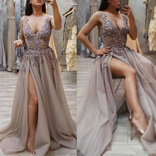 Vestidos Longo 2019 Sexy Tulle Long Evening Dress Plus Size A Line Dress Party Long Prom Custom Made Special Occasion Prom Gowns 2024 - buy cheap