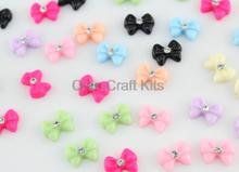250pcs mix color bow w/ rhinestone crystal center Cabochons (12mm) Cell phone decor, hair accessory, embellishment, DIY project 2024 - buy cheap