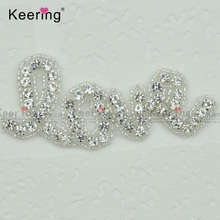 Keering Beaded Rhinestone Love Applique Letter Patch For Clothes E42349 2024 - buy cheap