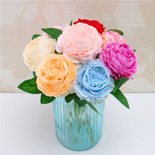 Ramo de flores artificiales de peonía blanca para decoración del hogar, 1 rama, YO CHO, rosa roja, amarilla 2024 - compra barato