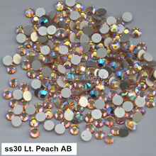 Free Shipping! 288pcs/Lot, ss30 (6.3-6.5mm) Light Peach AB Flat Back Nail Art Non Hotfix Rhinestones 2024 - купить недорого