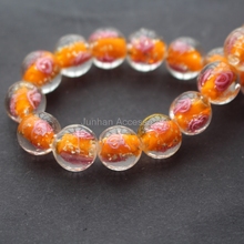 Cuentas de cristal luminosas para fabricación de joyas, cuentas de flores, color naranja, 12mm, 20 unids/lote 2024 - compra barato