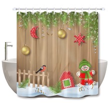 LB juguetes de tela y ramas de abeto para decoración de bañera, cortinas de ducha para baño, tablones de madera para nieve y Navidad 2024 - compra barato