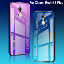 Tempered Glass Case For Xiaomi Redmi 5 Plus Gradient Color Blue Ray Aurora Skin Back Cover For Redmi 5 Plus 5plus Cases shell 2024 - buy cheap