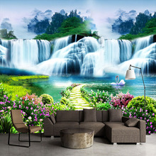 Custom 3D Wall Mural Classic Nature Scenery Waterfalls Photo Wallpaper Living Room TV Sofa Backdrop Wall Covering 3D Home Decor 2024 - buy cheap