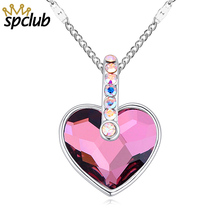 SPCLUB-collar de corazón con colgante de Cristal Swarovski para mujer, joyería de San Valentín para niña, regalo de bisutería 2018 2024 - compra barato