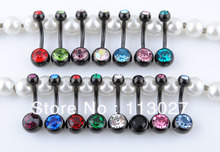 Body Jewelry Black Anodized Double Gem Stud Earrings One of Each 15 Colors Lot of 15 2024 - buy cheap