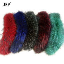 JKP-Cuello de piel de mapache Real, bufanda natural auténtica, gran cuello de piel de mapache, chal de urdimbre, 2021 2024 - compra barato