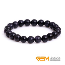 Bracelet: 8mm Blue Round Sandstone Gem stone Beads Elastic Bracelet Jewelry for Women Girl Xmas Gifts Wholesale 2024 - buy cheap