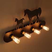 Loft Edison Industrial Mirror Wall Lights 4 Head Black Big Pony Wall Lamp Cafe Bar Dining Room Decorective 2024 - buy cheap