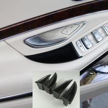 Manija de la puerta del coche negro caja de almacenamiento contenedor soporte organizador bandeja para Mercedes Benz Clase S W222 S400 S500 2014- 2018 2024 - compra barato