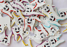 100pcs free shipping DIY handmade jewelry accessories head painted wooden buttons garment accessories printing teeth 2024 - buy cheap