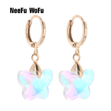 NeeFu WoFu-pendientes colgantes de cristal con forma de mariposa, aretes de estrella grande, accesorios para las orejas de Navidad 2024 - compra barato