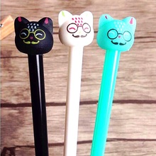 Bolígrafo de gel con diseño de cabeza de gato 3D Kawaii, pluma de tinta negra de 0,5mm, suministros de oficina escolar, regalo para estudiantes, premio, 3 unids/lote 2024 - compra barato