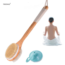 Treesmilha escova corporal de banho d50, escova de massagem corporal para pele seca, massagem corporal saudável para banho, limpeza e esfoliação natural de febre de suíno 2024 - compre barato