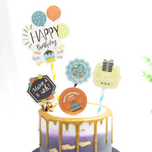 Gift Box Happy Birthday Cake Topper "Make A Wish" Cupake Topper for Kids Birthday Party Cake Decorations Baby Shower New Ins 2024 - buy cheap