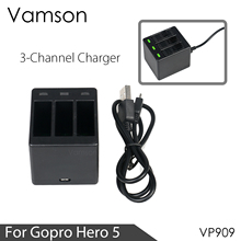 Vamson Three Ports Battery Charger Battery Charging Dock For GoPro 8 7 5 6 for Go Pro Hero 8 7 6 5 Black 2024 - buy cheap
