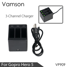 Vamson-cargador de batería de tres puertos, base de carga de batería para GoPro 8 7 5 6 para Go Pro Hero 8 7 6 5, color negro 2024 - compra barato