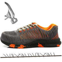 Zapatos de seguridad Unisex, botas de trabajo ligeras y transpirables con punta de acero, malla de aire, a rayas, de moda, de verano 2024 - compra barato