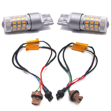 Bombillas LED para coche, señal de giro, 7443, 2835, Blanco/ámbar, sin errores, 2 uds. 2024 - compra barato