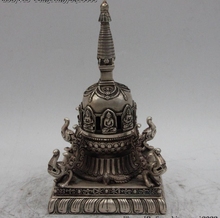 Тибетский храм, белая бронза, серебряная позолоченная Будда, пагода, ступа, курильница 2024 - купить недорого