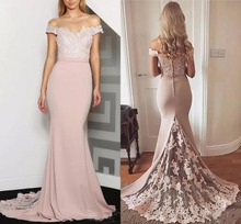 Off The Shoulder Bridesmaid Dresses For Women Mermaid Appliques Lace Long Cheap Under 50 Wedding Party Dresses 2024 - buy cheap