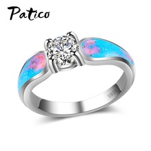 Clear Round Cubic Zirconia Rings For Women 925 Sterling Silver Jewelry Finger Rings For Party Top Quality Opal Stone Ring 2024 - buy cheap