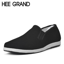 HEE GRAND Casual Men Loafers Spring Fall Round Toe Canvas Shoes For Man Slip On Black Flats Comfortable Father Men Shoes XMF403 2024 - buy cheap