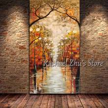 Hand Painted Abstract Palette Knife Lamp Oil Painting On Canvas Tree Landscape Wall Picture Living Room Bedroom Home Wall Decor 2024 - buy cheap