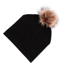 Baby Hat Artificial Fox Fur Baby Boy Cap Cotton Printing Pompom Bobble Hat For Girls Winter Children Hats Caps 2024 - buy cheap