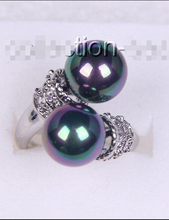 FREE shipping> >>>stunning big 10mm round black south sea shell pearl ring m612 2024 - buy cheap