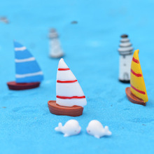 Sailboat-figuritas de resina en miniatura, micropaisaje artesanal, terrario con musgo, suministros, adornos, regalos, 2 uds. 2024 - compra barato