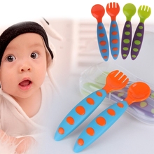 Juego de tenedor cuchara de alimentación antideslizante para bebé, utensilio de seguridad, vajilla alimentación, 2 uds. 2024 - compra barato
