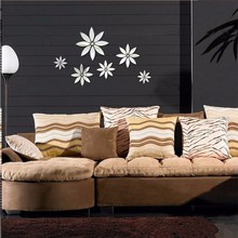 Flower Pattern 3D Acrylic Sticker Multi-piece Package Mirror Wall Sticker Living Room Decoration Wall Decal Home Decor 2024 - buy cheap