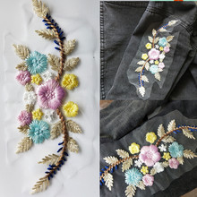 Apliques de renda bordado flores patches para vestuario apliques decorativos bordados para costura em jeans 2024 - compre barato