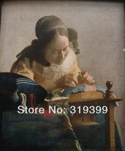 Johannes Vermeer 100% handmade Linen Canvas Oil Painting Reproduction,the-lacemaker ,Free DHL,Old Master Painting 2024 - buy cheap
