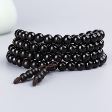 Ubeauty-pulsera budista tibetana de ébano Natural, brazalete de madera, joyería artesanal, 108 Uds. 2024 - compra barato