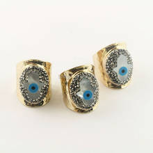 5Pcs Natural Eye Shell Palm Rings, Metal Gold Color Ring, Pave Crystal Rhinestone Jewelry Finger Ring 2024 - buy cheap
