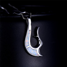 Cute Female Dolphin Tail Pendants Necklaces Fashion Silver Color Jewelry Boho Blue White Fire Opal Necklaces For Women 2024 - buy cheap