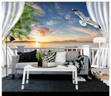 Customized 3d wallpaper 3d tv wallpaper murals 3 d balcony diffused seascape TV setting wall wallpaper 2024 - buy cheap