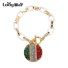 Pulsera de encanto de LongWay para mujer bandera austriaca de cristal de Color dorado pulsera de eslabones de cadena redonda brazaletes de joyería Sbr150388 2024 - compra barato