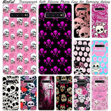 Hot Pink Cute Skull Soft Silicone Case For Samsung Galaxy S10 S9 S8 Plus S7 Edge A6 A8 Plus A7 A9 2018 A5 2017 Fashion Cover 2024 - buy cheap